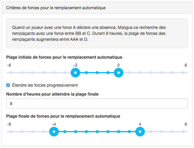 Critères flexibles